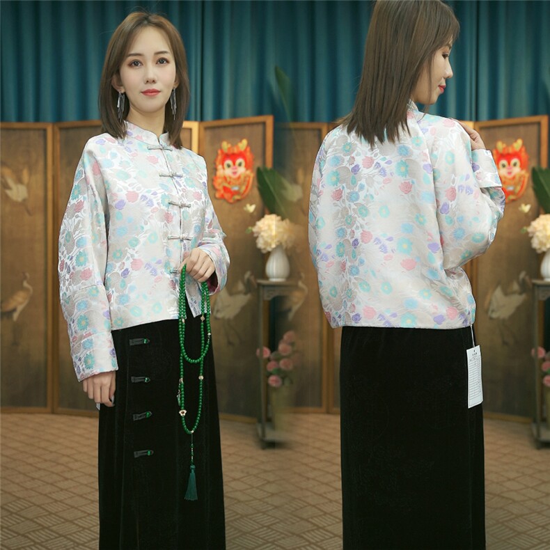 现货2024春季新款简约刺绣盘扣衬衫新中式穿搭上衣B022，女装衬衫，非你不可新中式