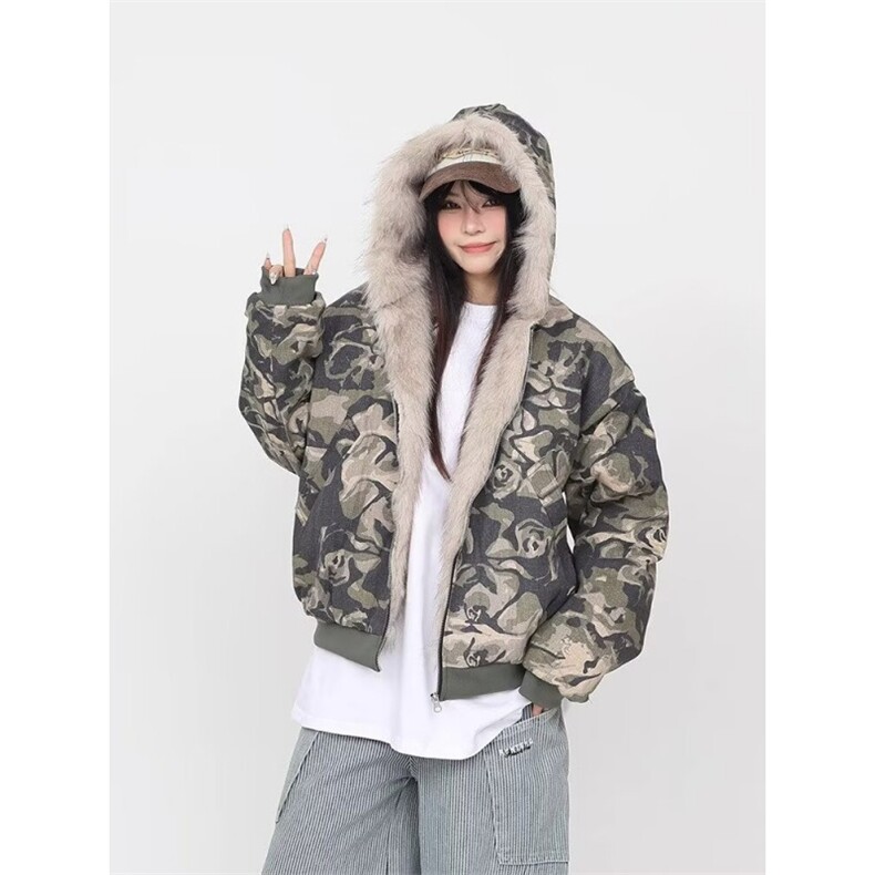 网图慎用特价版大毛领迷彩棉服棉衣XZ212-1-QW2109-P99,男装棉衣,星座212