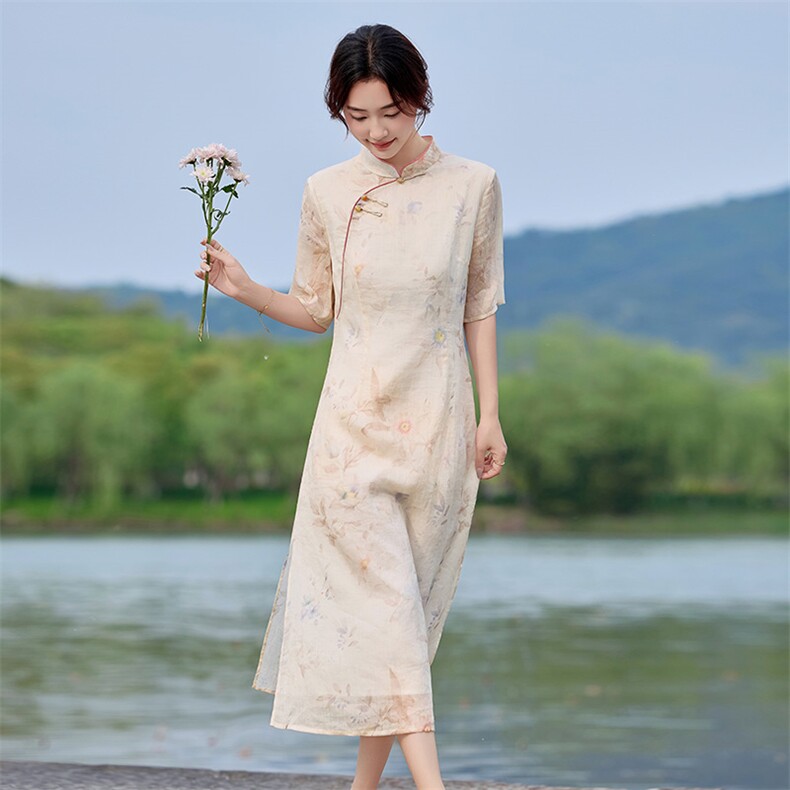 2026年夏季苎麻文艺/优雅旗袍,女装汉服/婚纱/旗袍/礼服,江南依恋
