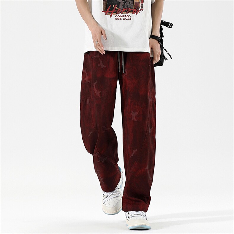 2520/P45休闲裤男美式个性大码宽松潮男百搭长裤子运动直筒裤，男装休闲裤，星座1204