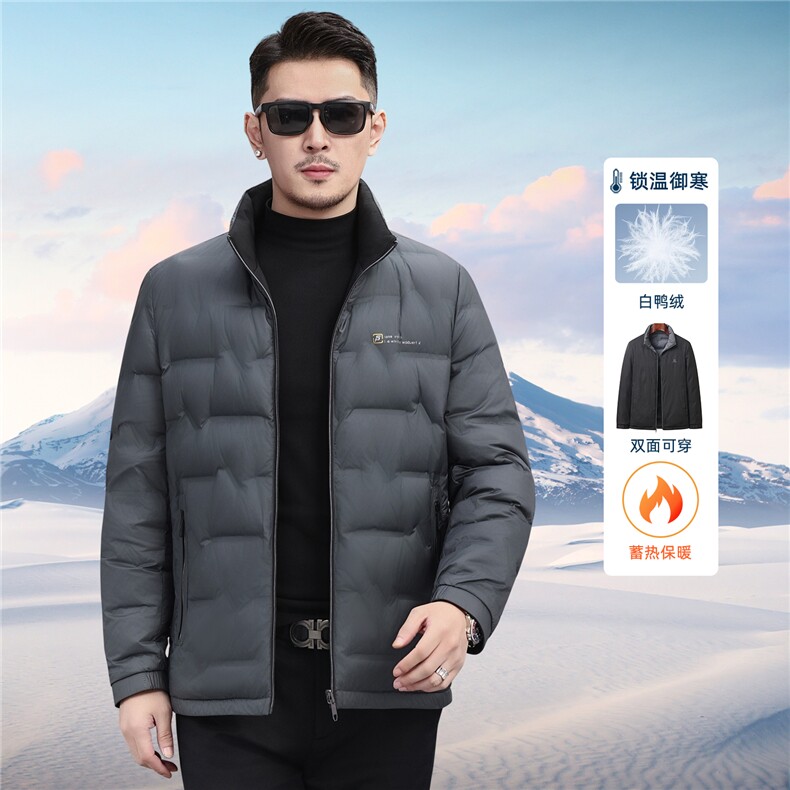 2025新款中年休闲双面穿羽绒服外套男士冬款休闲羽绒服夹克,男装夹克,钱塘723