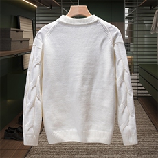 男士高端提花针织打底衫上衣套头毛衣圆领时尚百搭休闲衣服，男装T恤，星座914