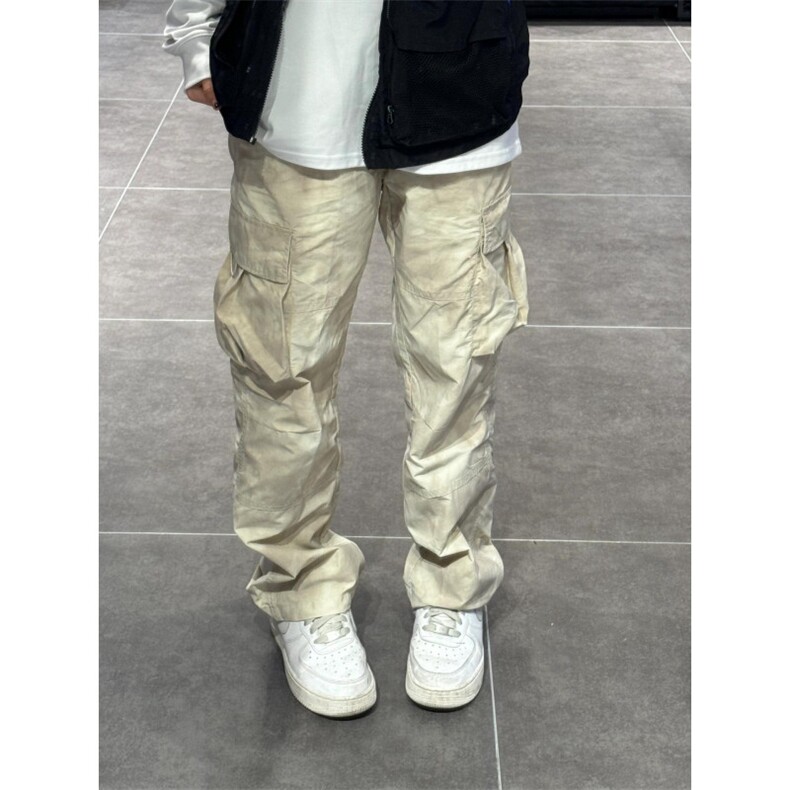 【有货】杏色扎染大口袋速干工装裤美式高街裤子宽松G73LL-特P48,男装工装外套,星座1007（原301D）