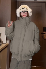 clean短款休闲中性立领PU皮棉服男女潮牌大码棉袄M2909特P90控158，男装棉衣，电商A001-1