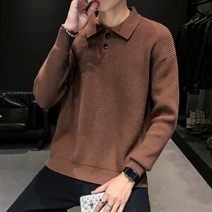 MY07衬衫领毛衣男厚款冬季加厚韩版潮流网红个性针织衫