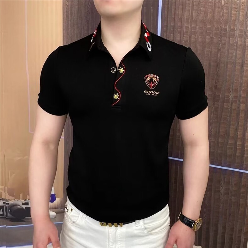 1506-1/TD3101/P29货夏季新款男士刺绣翻领短袖T恤百搭休闲修身,男装T恤,星座1506-1