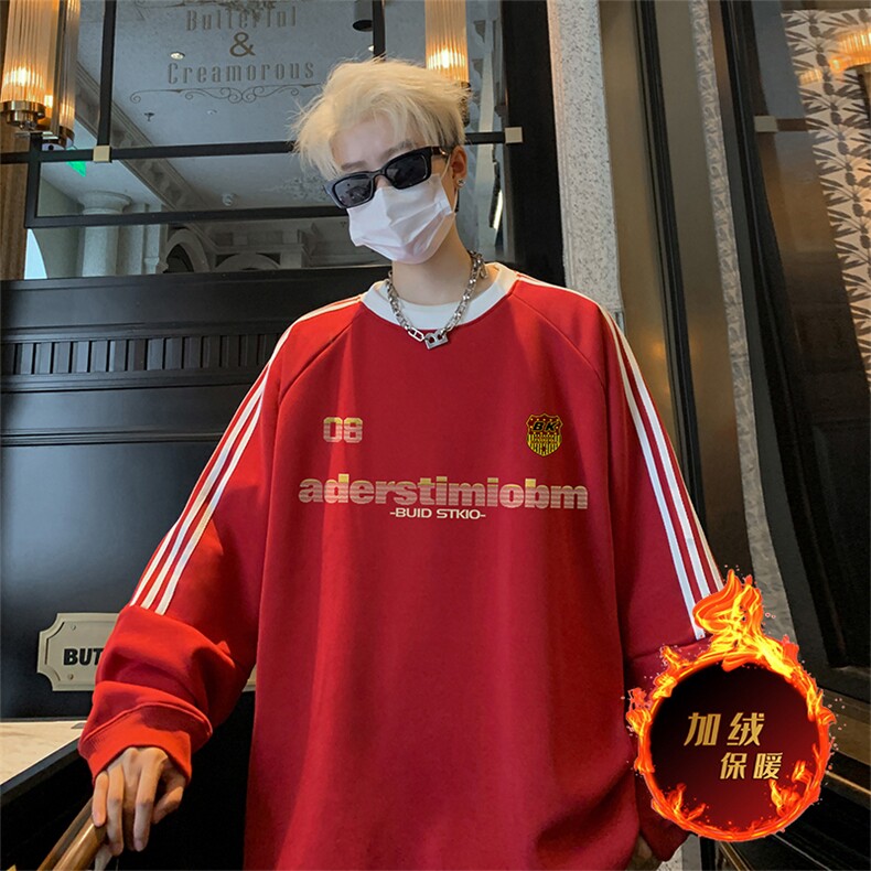 抖音得物供货提供视频秋冬重磅美式宽松织带圆领卫衣0302,男装卫衣,电商A486