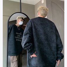 主推420克水洗做旧脏洗满天星圆领套头发泡卫衣男秋季外套P68，男装卫衣，电商C306-1