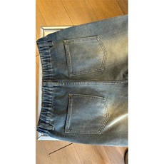 现货主推渐变复古蓝微喇直筒松紧腰休闲牛仔裤男女K5809-P50控69，男装牛仔裤，星座205