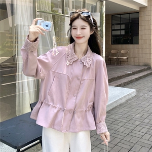 高转化2026领袖花边装饰秋季新款上衣风衣外套女182-8715P175K258图片