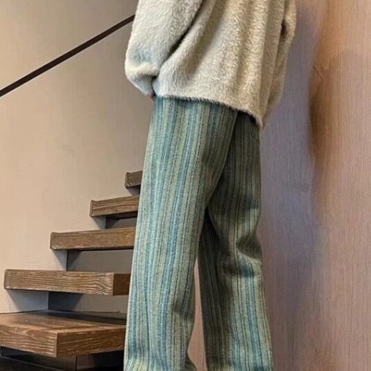 美拉德竖条纹休闲子男春秋季美式潮牌宽松裤休闲加厚长裤WK7945,男装休闲裤,星座506