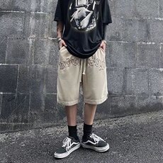 2023夏季字母刺绣运动短裤男潮牌宽松休闲五分卫裤DK0336-P30，男装休闲裤，星座308B-1