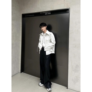 短款皮衣外套男潮高级感小众机车服美式高街痞帅工装夹克 JK8505图片