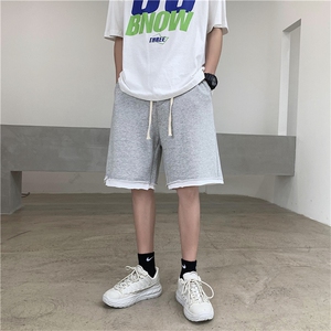 运动短裤男宽松夏季休闲过膝盖大裤衩港风五分裤ku中裤L图片