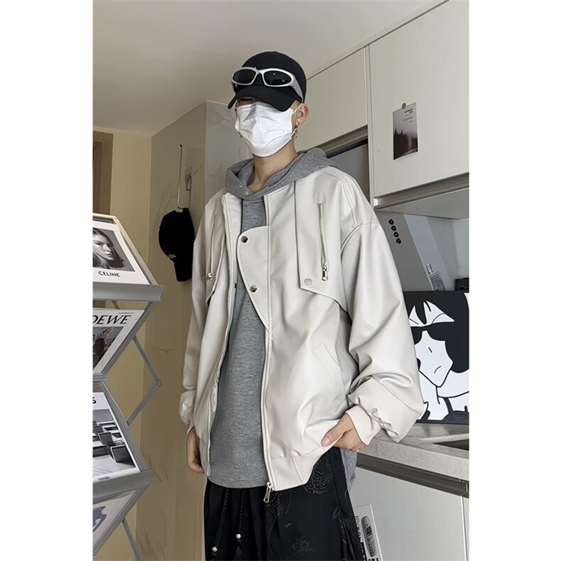 PU皮夹克多拉链设计感假两件皮外套DY2317-特P80,男装夹克,星座1213