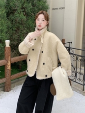 210-3290-P195-288皮毛一体双排扣加厚2025年冬季，女装短外套，浙宝210（原浙宝191）