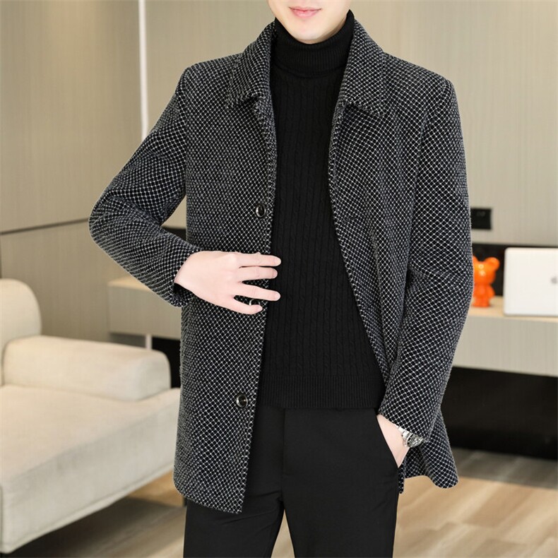 鹅绒内胆高品质毛呢大衣中长款加厚羽绒服外套上衣男D228P220,男装羽绒服,电商B226-2（原B217-2）