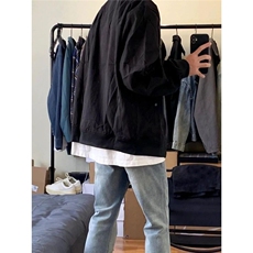 1506/QXK170/P42美式复古黑色拉链潮牌宽松痞帅工装棒球服夹克男，男装夹克，星座1506