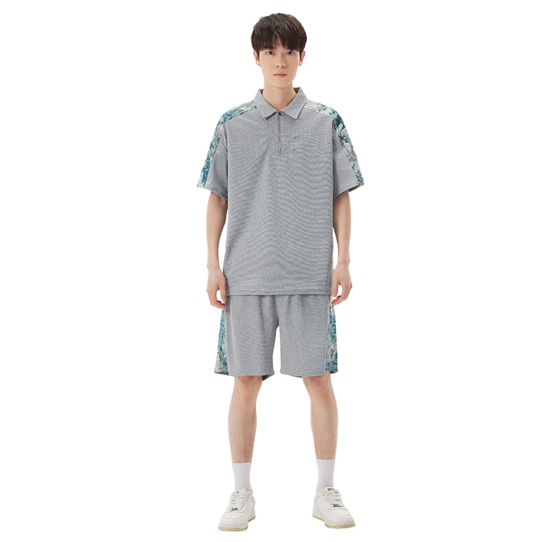 痞帅两件套休闲运动套装情侣款短袖POLO衫潮港风A436-K8950-P70,男装Polo衫,电商A436