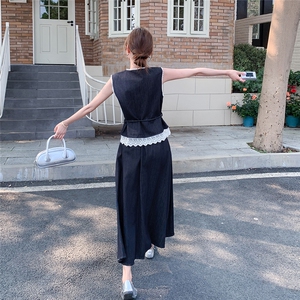 夏季半身裙无袖衫时尚两件套女图片