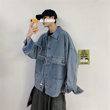 2022港风学院风宽松牛仔外套男韩版潮流百搭工装夹克W5021-P53，男装夹克，星座512-2