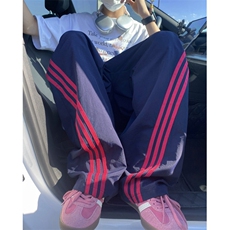 抖音品质夏季新款潮流条纹冰丝宽松休闲裤B315-K24240-特p30控58，男装休闲裤，电商B315