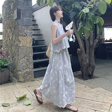 夏季新款韩系甜美减龄百搭显瘦开衫+半身裙两件套套装女，女装套装/套裙，2C159