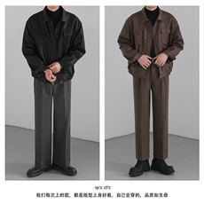 痞帅Pu皮衣小众设计感潮牌双拉链垫肩皮夹克男机车服秋冬高街外套，男装夹克，星座715-4