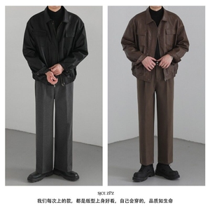 痞帅Pu皮衣小众设计感潮牌双拉链垫肩皮夹克男机车服秋冬高街外套图片