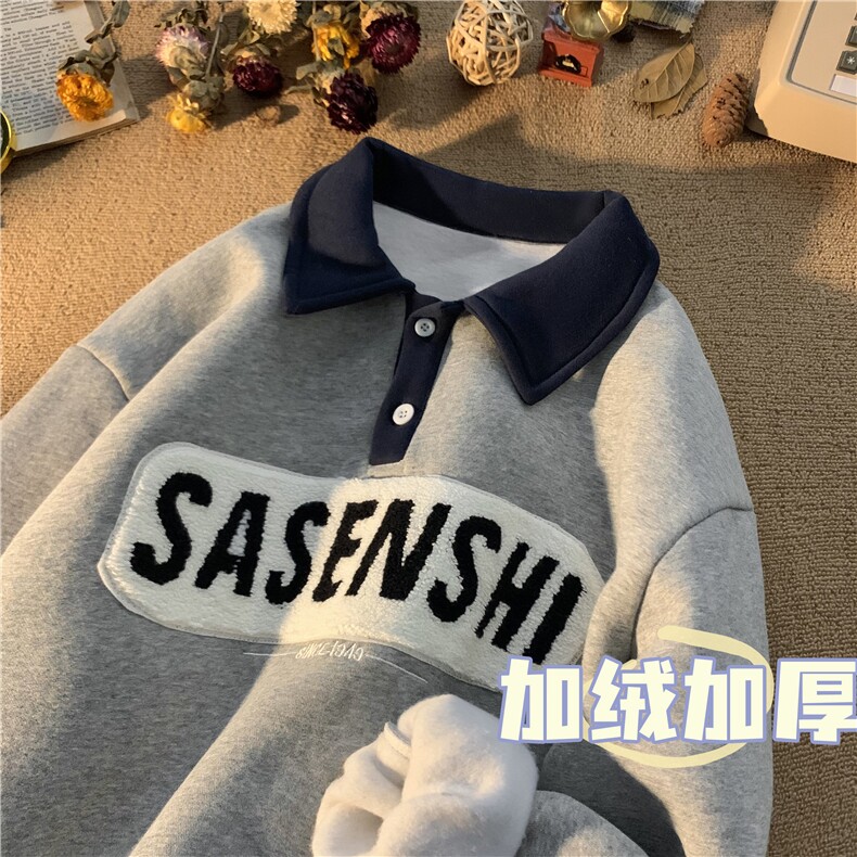 polo领卫衣男加绒加厚600g重磅硬挺美式oversize冬baby婴儿绒潮牌图片