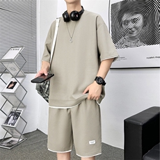 新款休闲华夫格短袖套装，男装休闲套装，星座1106-2（原1111B）