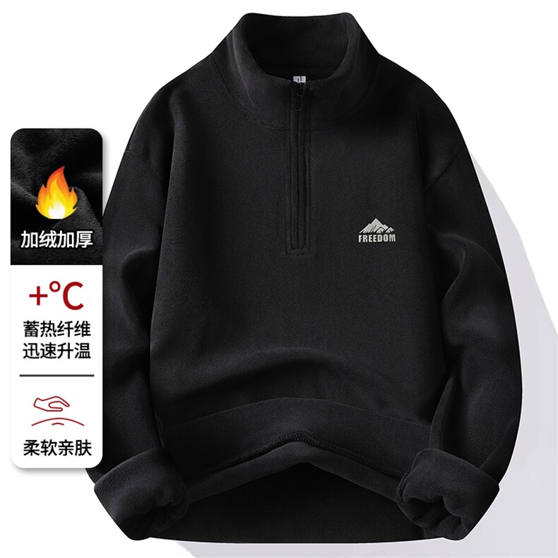 秋冬季新款男士套头半拉链卫衣百搭加绒加厚奥利绒外套7218-P42元,女装短外套,星座1706