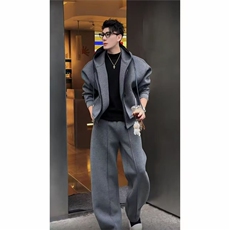 网图新品重磅美式休闲连帽两件套简约廓形高级感套装YY801-P148，男装休闲套装，电商C216