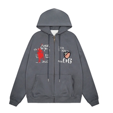 布零零复古开衫拉链连帽卫衣外套男女秋宽松刺绣帽衫WY6013P60，女装短外套，星座1013-5