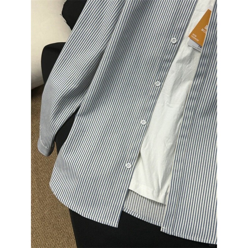 春季条纹衬衫外套男女春新款百搭内搭衬衣设计感小众上衣XX29P38,男装衬衫,星座1013-5