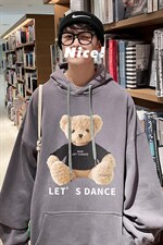 秋冬大码圆领连帽卡通印花卫衣外套男宽松情侣中性 A071-W552-P45图片