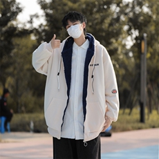 F26-P74美式复古ins宽松卫衣棉服冬季羊羔毛加绒连帽外套男，男装卫衣，星座512-6