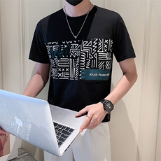 2025新款夏季短袖T恤男潮牌百搭拼接上衣半袖体恤A313-1-5833-P48，男装T恤，电商A313-1