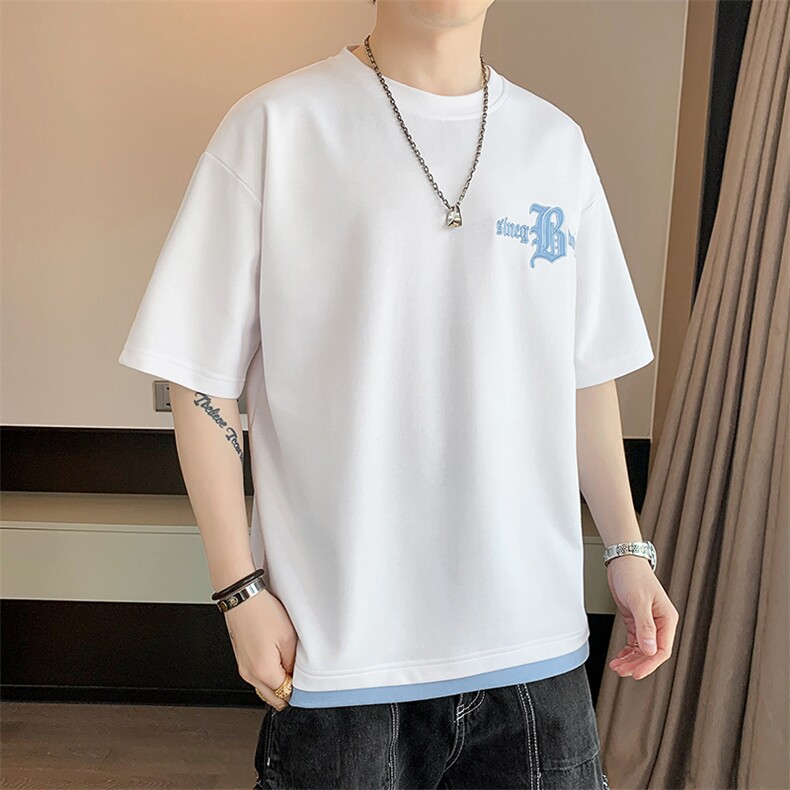 冰氧仿棉短袖店主风体恤休闲百搭刺绣纯色男上衣TC3149-P22控48图片