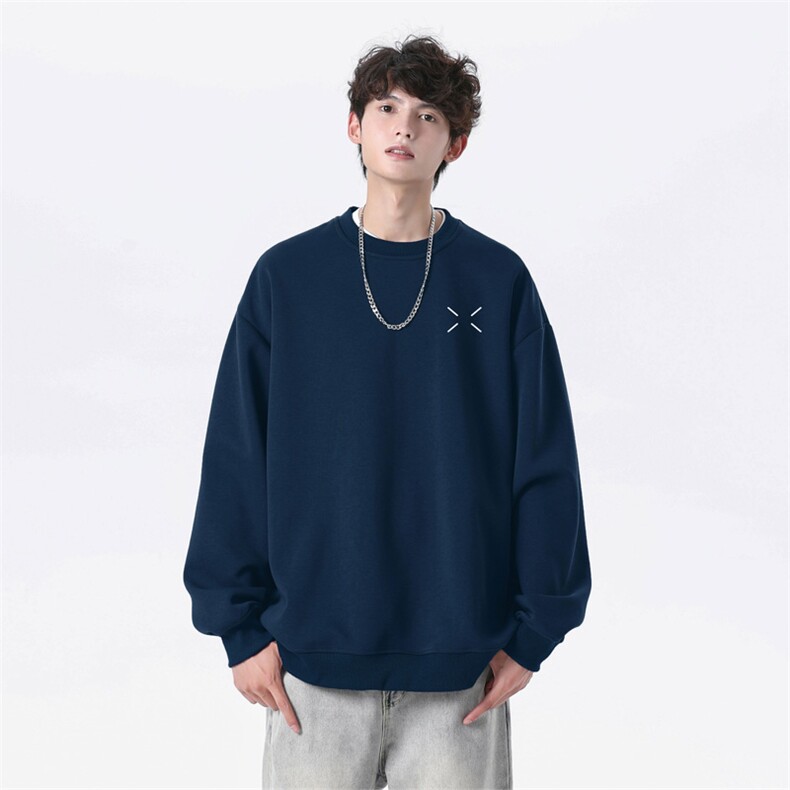 抖音品质秋季新款重磅简约百搭仿棉圆领卫衣wycm8228-特批28控49,男装卫衣,星座605(原A050)