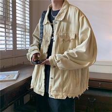 牛仔外套男美式高街工装夹克春秋潮牌bf痞帅炸街上衣JK08915-P75，男装夹克，星座308B-1