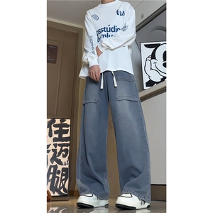 秋季新款2025美式潮牌大口袋设计牛仔裤男直筒裤子-A1155TP50控70图片