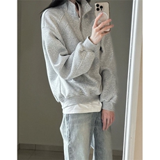 灰色螺纹拼接半拉炼卫衣男款秋季高级感重磅短款美式外套T53，女装短外套，星座1116A（原606A-3）