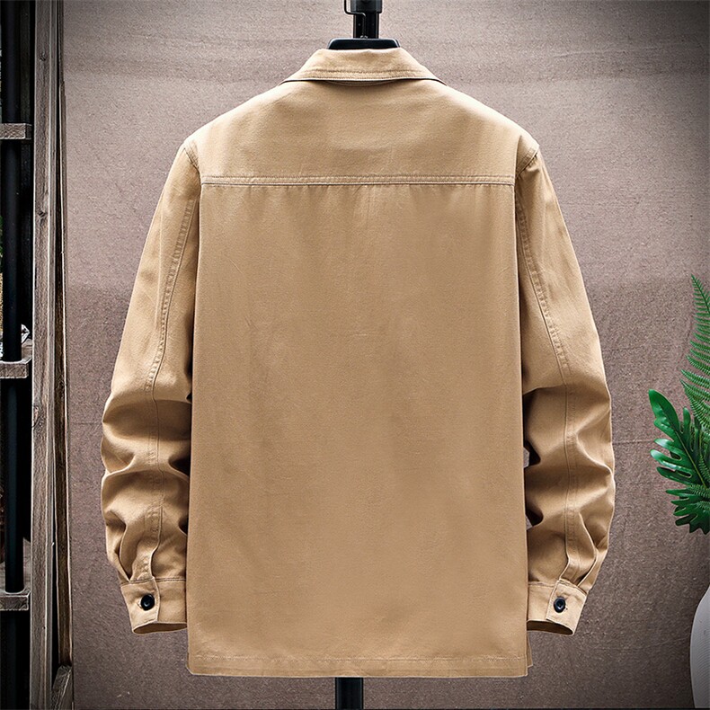 衬衣男新款纯棉工装翻领休闲时尚长袖衬衫XZ310B-3-CY806-P58,男装衬衫,星座310B-3