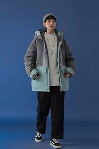 20年冬季新款撞色拼接连帽小清新羽绒服含DS-B293-A782-P245图片