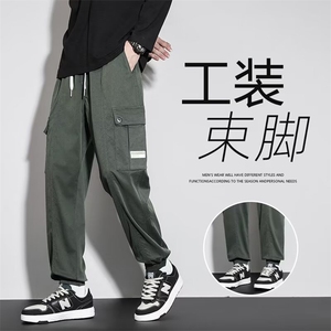 工装休闲裤男韩版潮流大口袋高街帅痞2024春季ins束脚裤K4994-P41图片