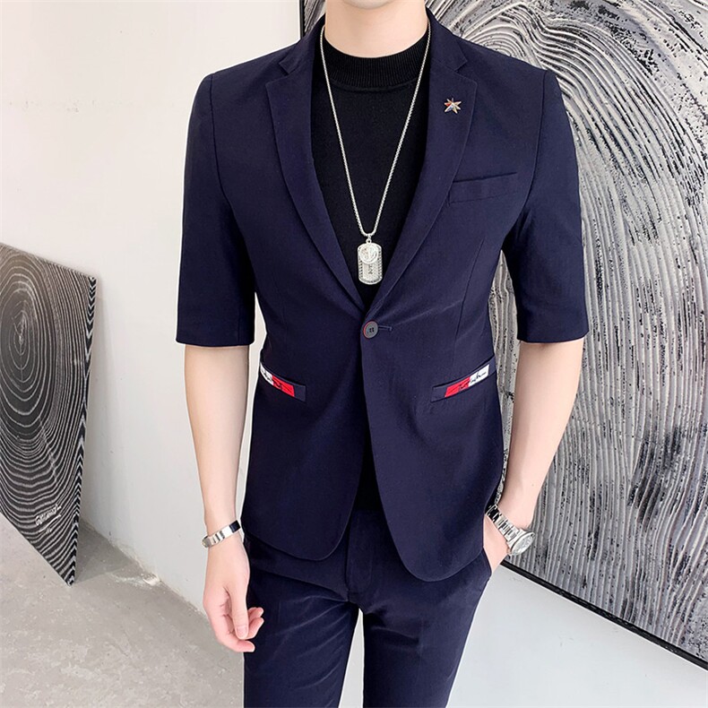 夏季七分袖西装套装男中袖西服袖九分裤A470-TZ03,男装西服套装,电商A207