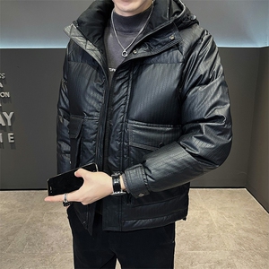 6621 P195 2025冬季新款PU皮羽绒服男士高品质外套图片