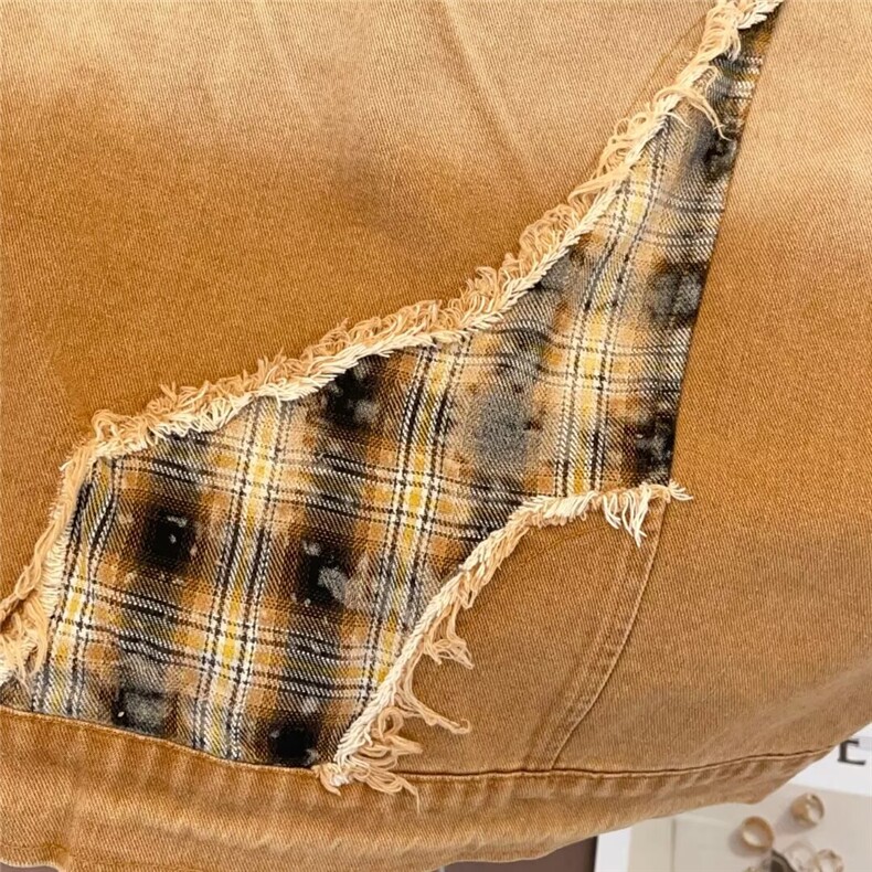 美式拼接牛仔外套男春秋季新款设计感破洞宽松夹克上衣N7014/P79,男装工装外套,星座506B