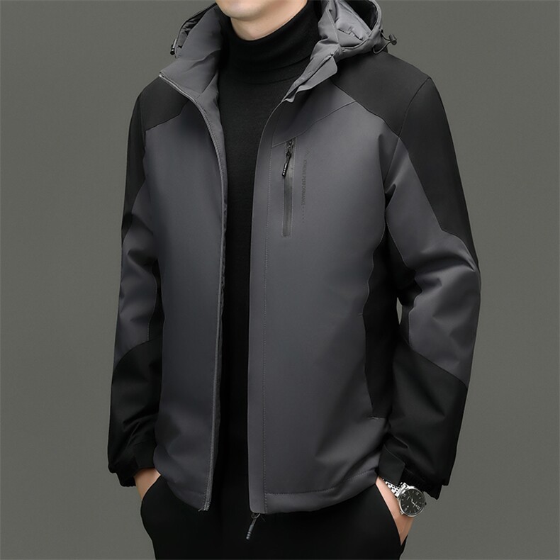 一体绒冲锋衣男款连帽外套秋冬三合一运动登山服爸爸装中老年夹克,男装夹克,电商B212（原钱塘6029）